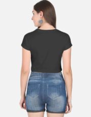 कॅट फाईट Women’s Crop Top – Black | Marathi Cat Fight Printed T-Shirt - Image 2